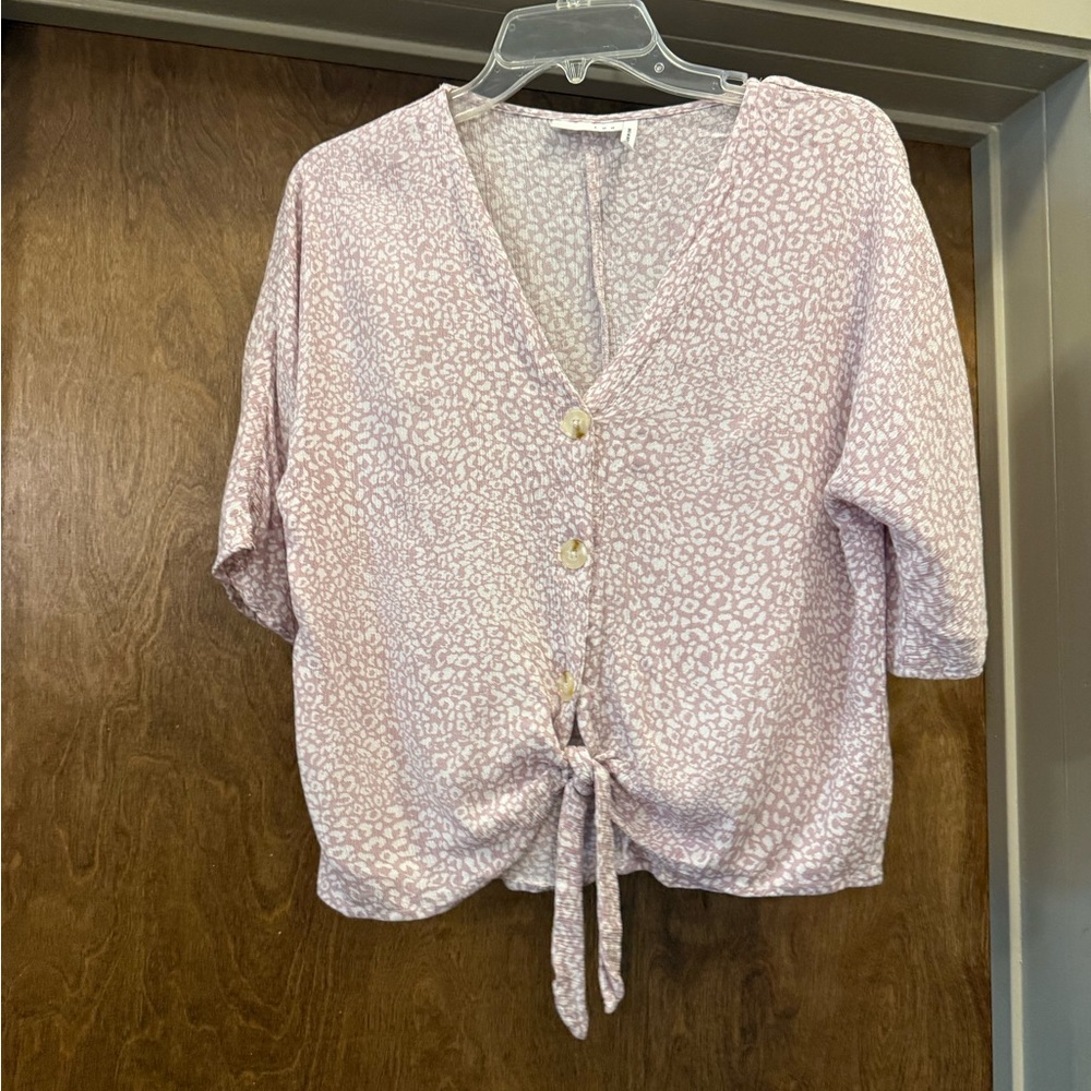 Stylish Pink Animal Print Button-Down Blouse